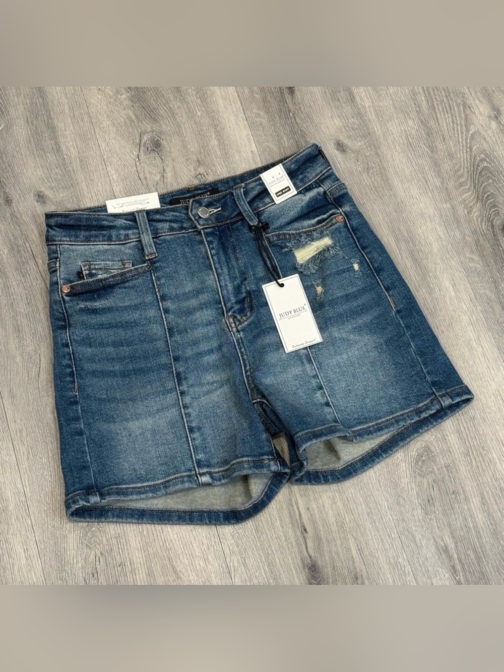 Judy Blue Casual Medium Wash Distressed Denim High Waist Summer Jean Shorts